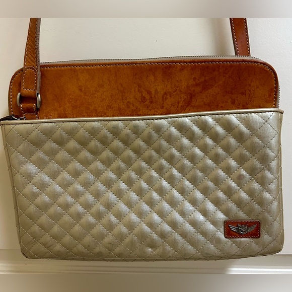 Consuela Handbags - Consuela Candy Crush Quilted Metallic Champagne Slim Crossbody Bag Retired